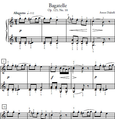 Bagatelle Sheet Music and Sound Files for Piano Students