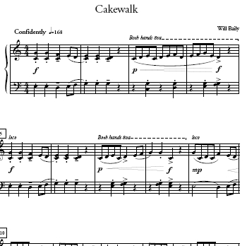 Cakewalk Sheet Music and Sound Files for Piano Students