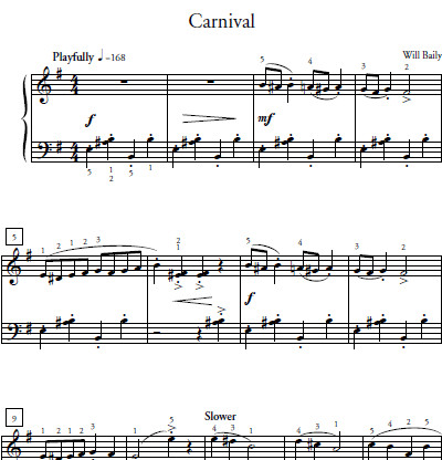 Carnival Sheet Music and Sound Files for Piano Students