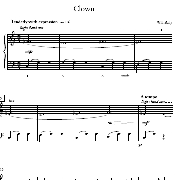 Clown Sheet Music and Sound Files for Piano Students