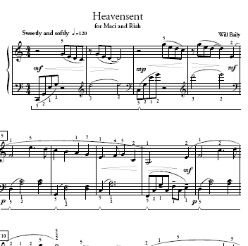 Heavensent Sheet Music and Sound Files for Piano Students