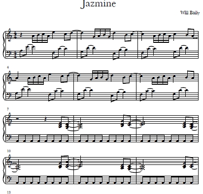 Jazmine Sheet Music and Sound Files for Piano Students
