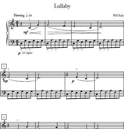Lullaby Sheet Music and Sound Files for Piano Students