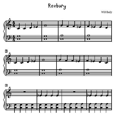 Roxbury Sheet Music and Sound Files for Piano Students