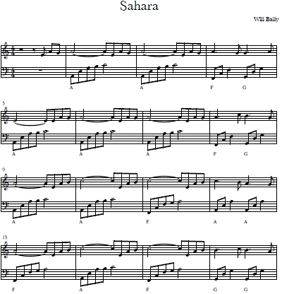Sahara Sheet Music and Sound Files for Piano Students