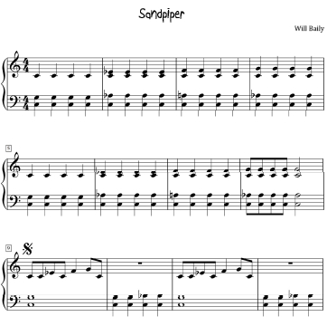 Sandpiper Sheet Music and Sound Files for Piano Students